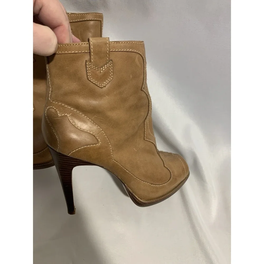 BCB Generation Womens 7.5 Brown‎ Leather Peep Toe stiletto western wartol